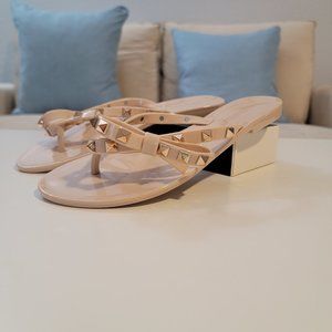 Olivia Miller Rose Gold Studded Flip Flops